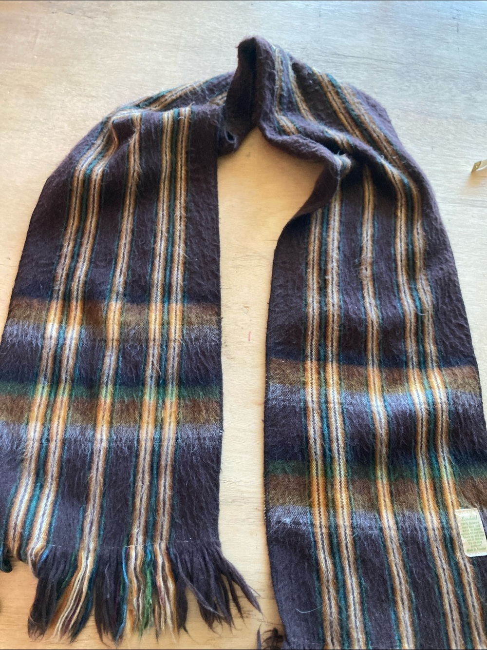Striped Brown and Green 100% cashmere Scarf made in Ecuador